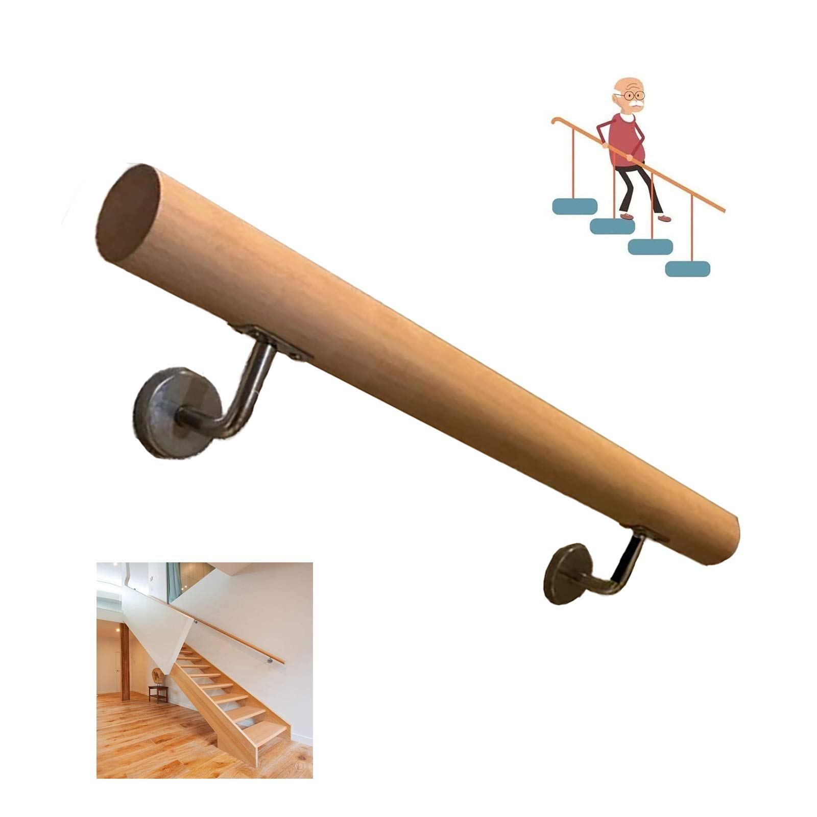 Rampe d'escalier en bois MObyat | Kit complet main courante de 1 à 20 pieds
