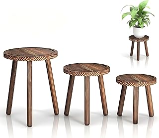 3-Pack Wood Plant Stands Indoor, Single Plant Stand for 6-12 Inch Pots, ...