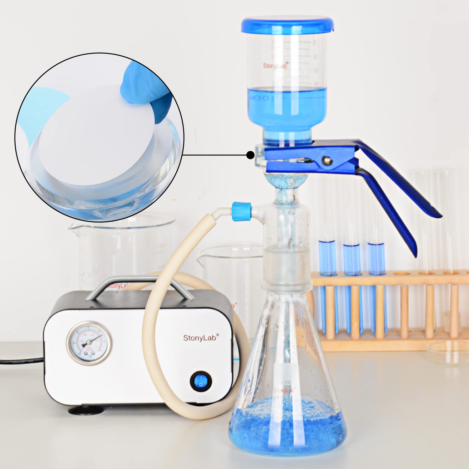 stonylab Filtres à Membrane en Nylon, filtres à Disque à Membrane en Nylon Hydrophile avec une Taille de pore de 0,45 μm et un Diamètre de 47 mm, Paquet de 50