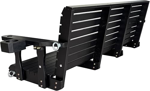 Miniatura 9 de Columpio de madera para porche de 3 plazas, respaldo alto y asiento profundo, columpio de banco con portavasos, cadenas colgantes y resortes de