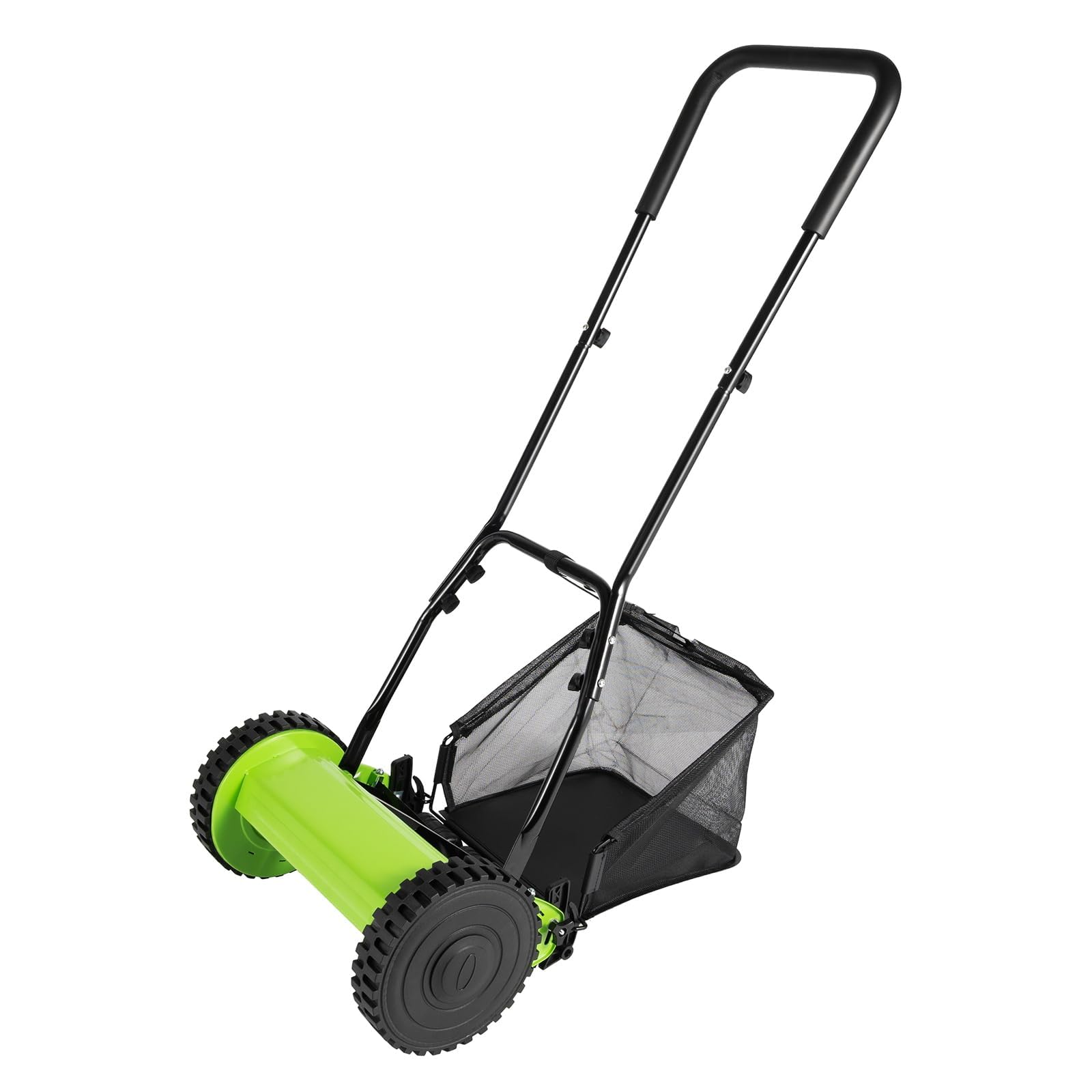Cortacésped Manual con Carrete de Empuje, cortacésped de Carrete de 5 Cuchillas de 12 Pulgadas con recogedor de césped, Altura Ajustable, cortacésped Compacto para Espacios pequeños, jardín y 14inch