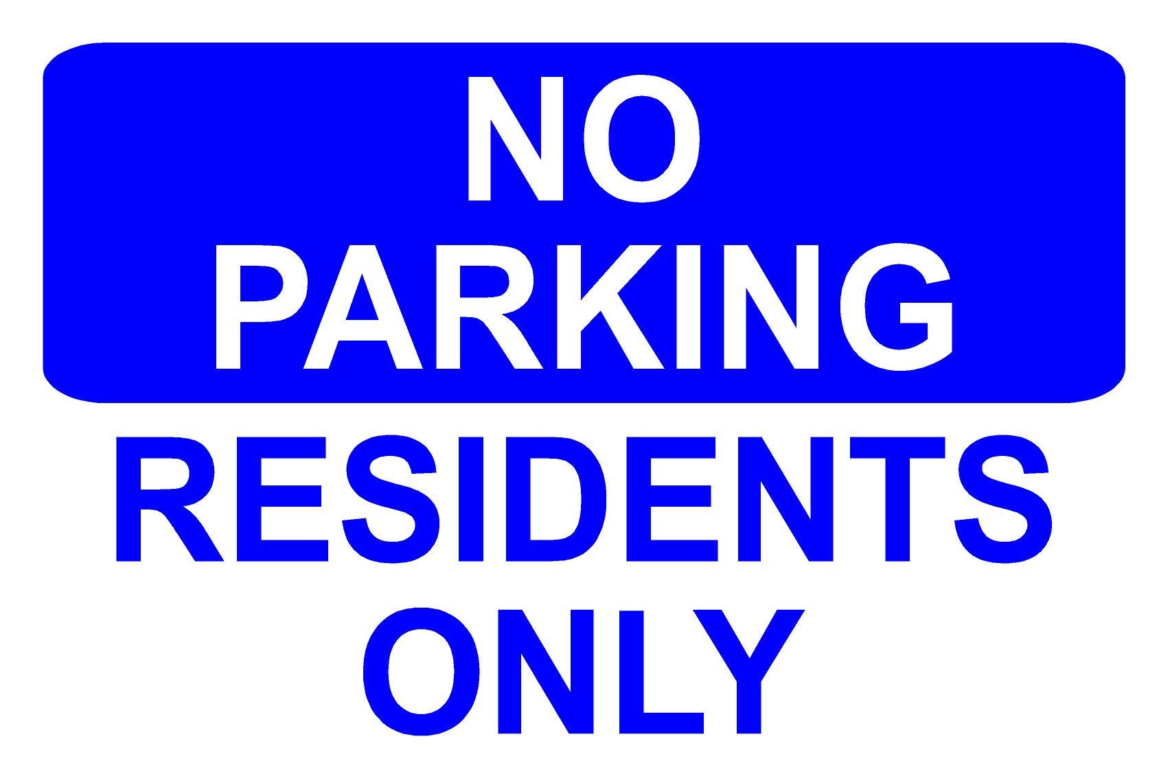 No Parking Residents Only Aluminium Composite Sign 200mm x 135mm Blue/White.