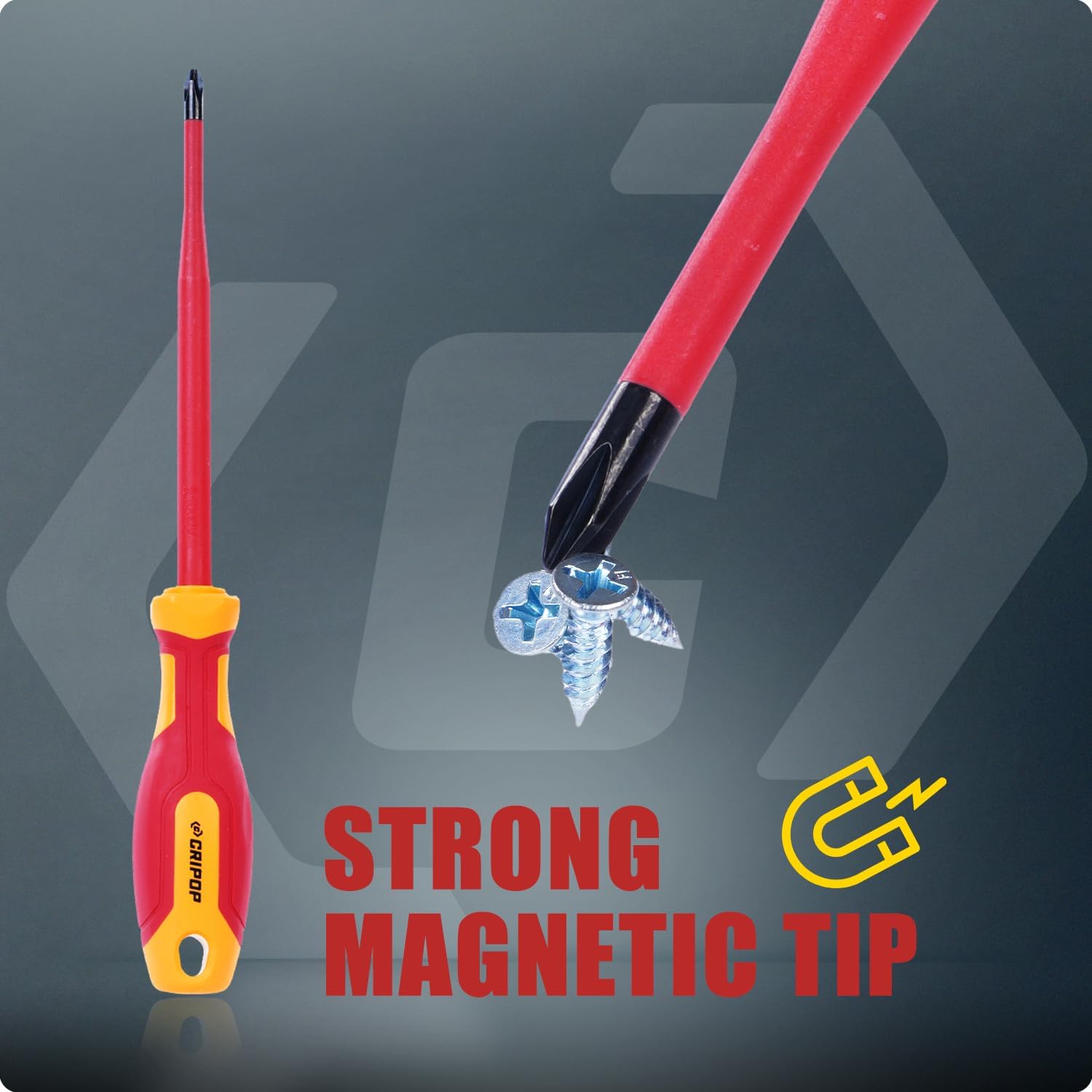 Insulated Phillips Screwdrivers, 1000V Insulated #2 Phillips Tip Screwdriver with 6" Shaft, Magnetic Tip, Slim Tip Design for Tight Spaces