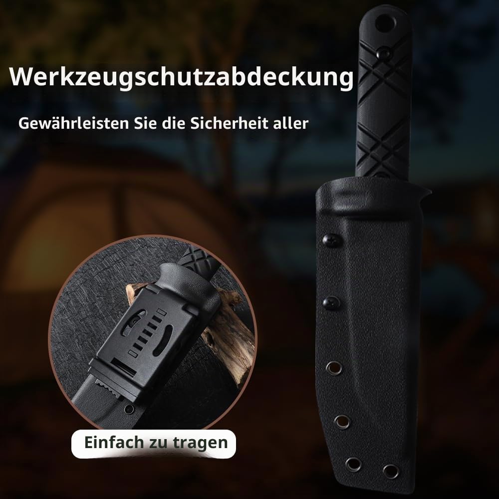 JEABROTHER Feststehende Klingenwerkzeuge aus 14C28N-Stahl, mit Kydex-Scheide – die ideale Outdoor-Messer- und Werkzeugwahl für Camping, Angeln und Wandern (Schwarze Klinge)