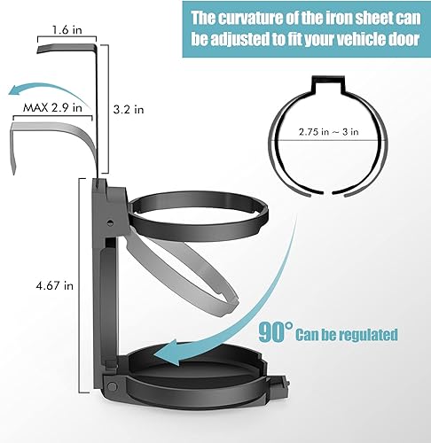 Miniatura 4 de Portavasos para automóvil, portavasos para puerta de vehículo, soporte plegable ajustable para bebidas para interior de camión, latas de refrescos,