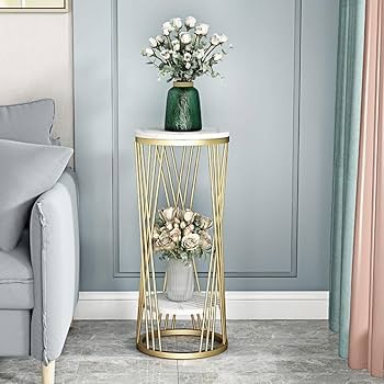 大理石 フラワースタンド 花台 サイドテーブル インテリア 装飾　円形テーブル Amazon｜NIGOE サイドテーブル 大理石 テーブル フラワー