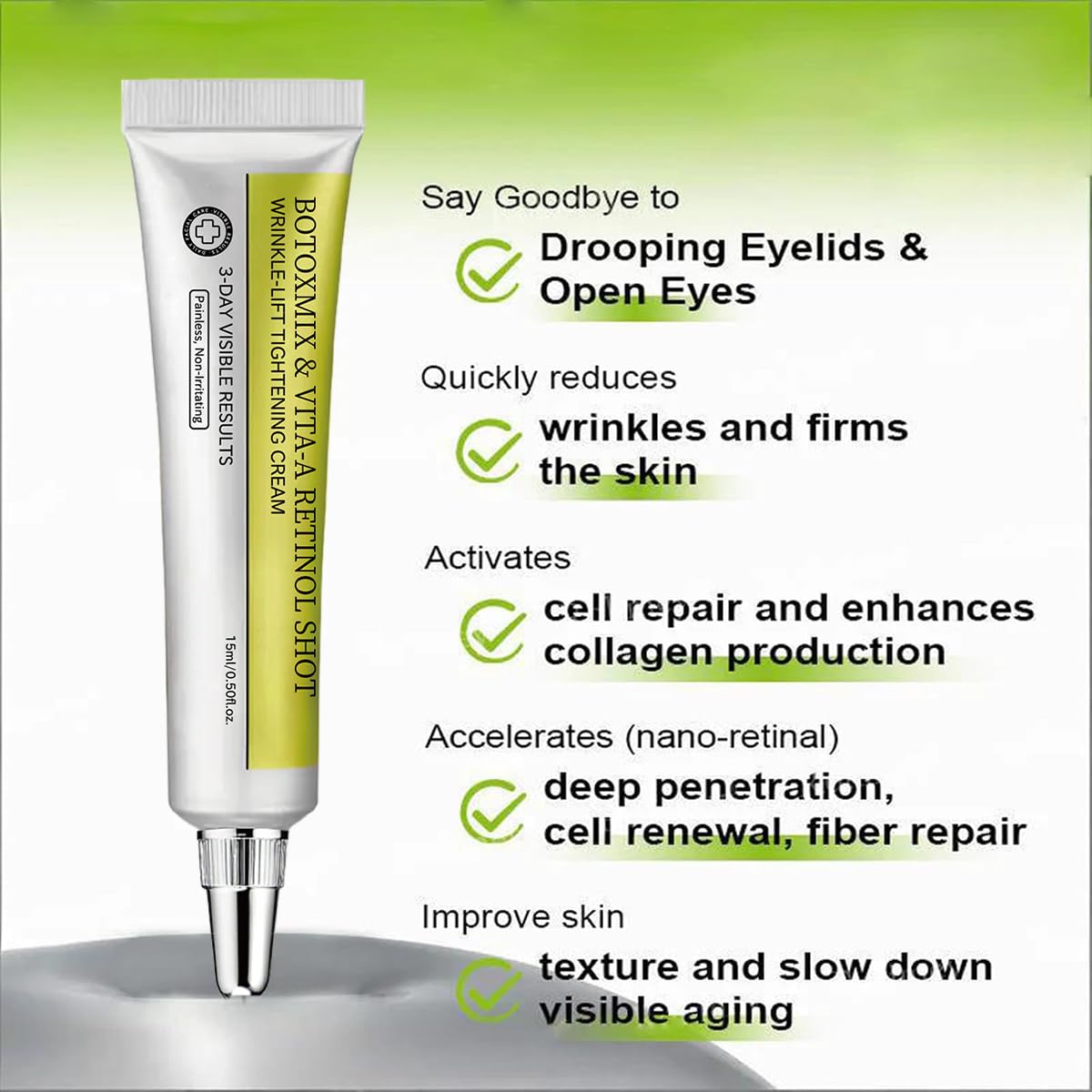 Botoxmix & Vita-A Retinol Shot Wrinkle-Lift Tightening Cream, Anti Wrinkle, Pore Minimizer, Fine Lines, All Skin - Image 6