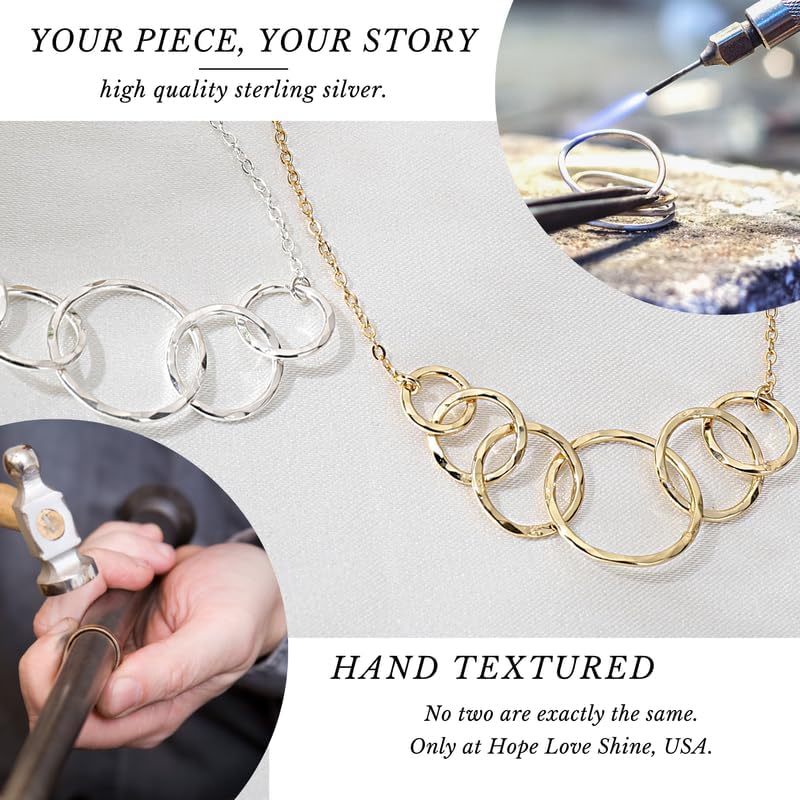 HOPE LOVE SHINE Mother Gift from Son - Mom and Son Necklace, Jewelry 17+2", Sterling Silver, 6 Interlocking Rings - Image 5