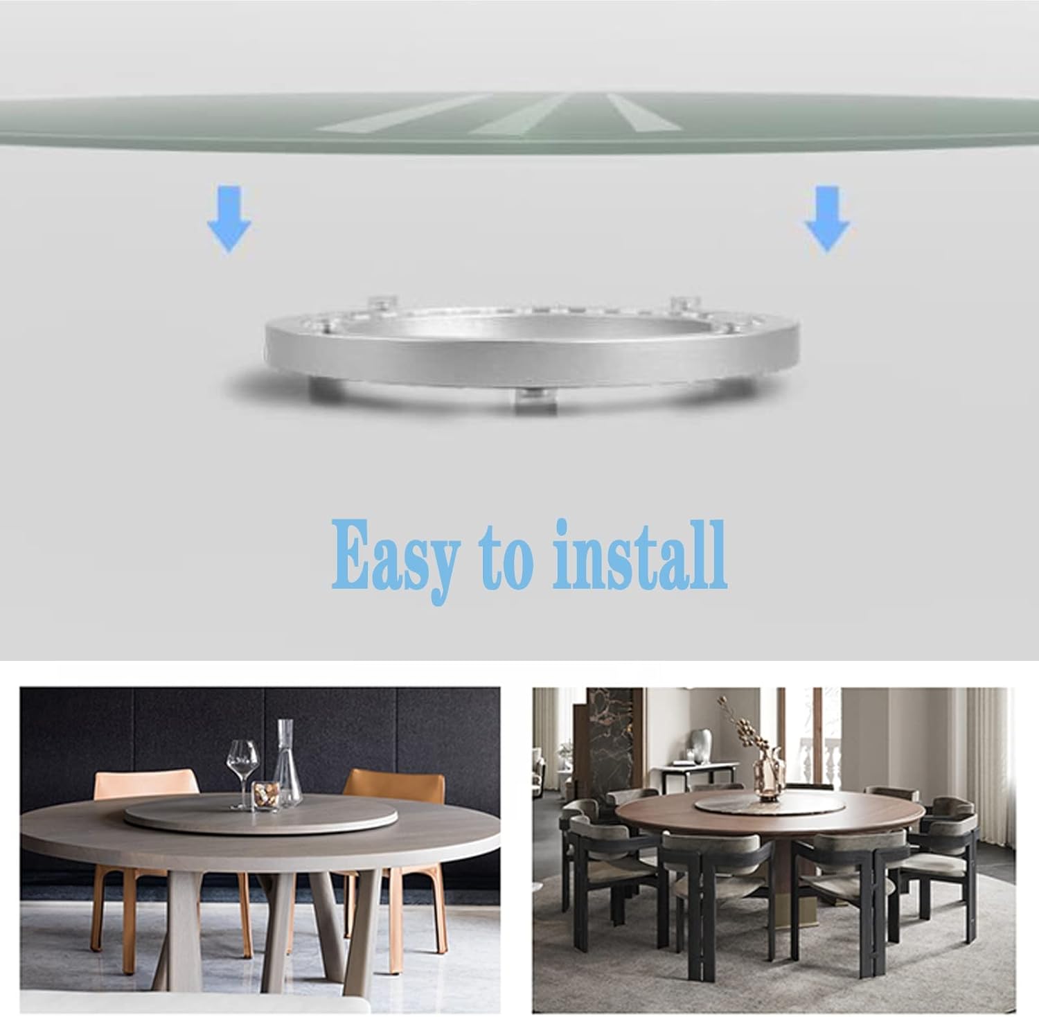 Heavy Duty 32" Round Table Swivel Plate Base - 360° Rotating Stand for Kitchen & Dining - Durable and Stable Tabletop Accessory,Silver,32 inches (800mm)