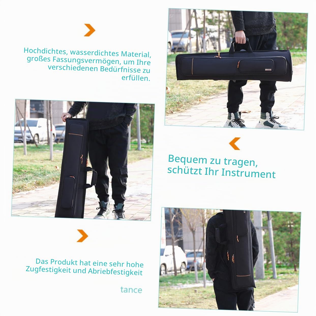 Posaunenkoffer mit Großer Kapazität aus Oxford Gewebe und Velours Schützende Instrumentenaufbewahrungstasche für Trombone mit Kreativem Design und Abriebfestigkeit