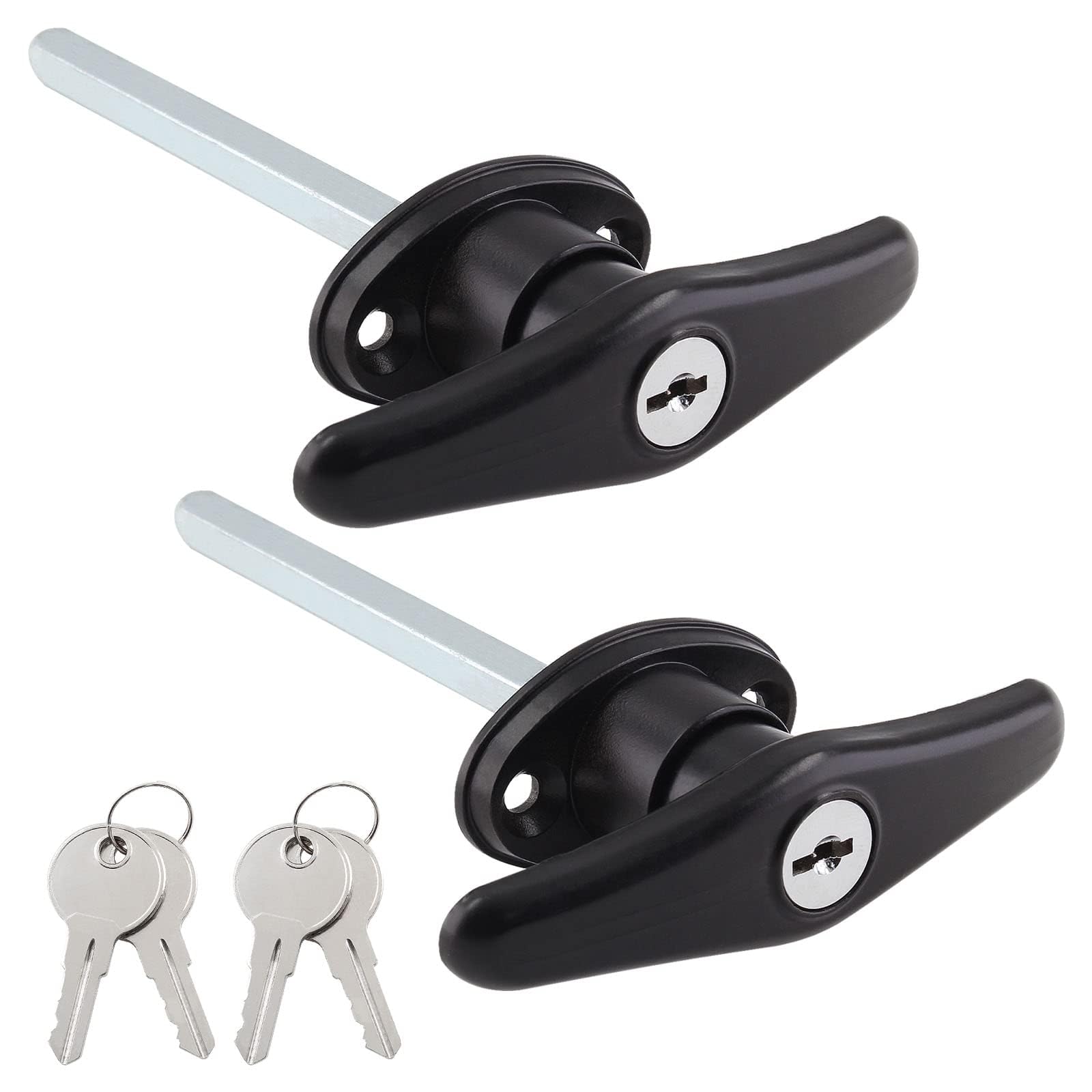 2 Pack Truck Cap T-Handle Lock, Keyed Alike, 6.5 Inch Black