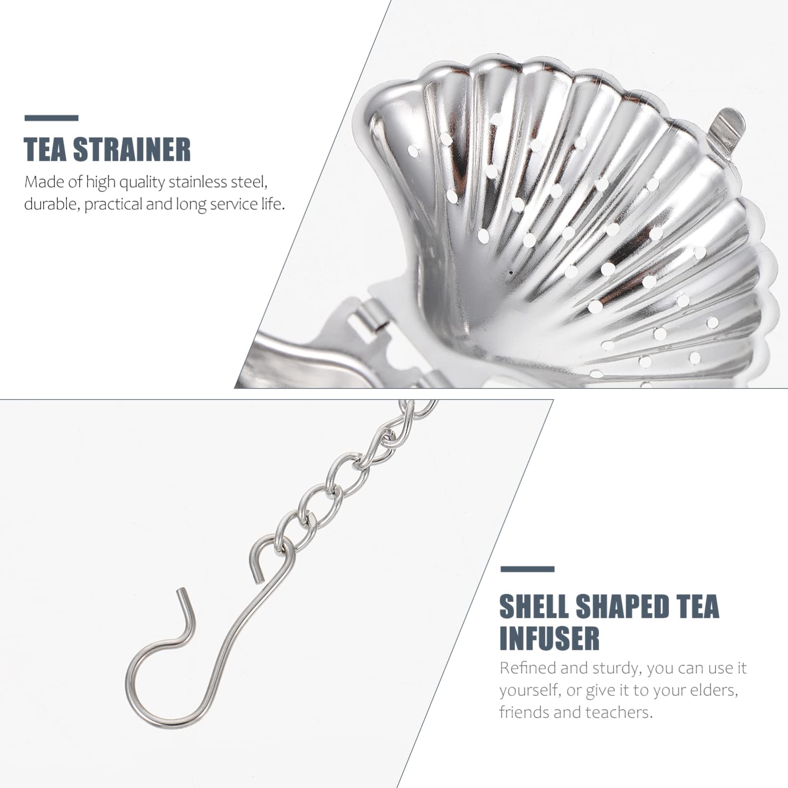 Set Da 3 Filtri Per Tè Sospesi A Conchiglia In Acciaio Inox – Colini Riutilizzabili Per Foglie Sciolte, Spezie E Erbe Aromatiche - 2
