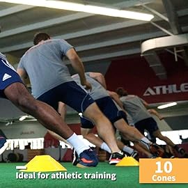 YISSVIC Agility Ladder and Cones 20 Feet 12 Adjustable Rungs Fitness Speed Training Equipment,1 Carry Bags, 10 Cones, 4 Stakes, Basketball, Soccer (20 feet Yellow)