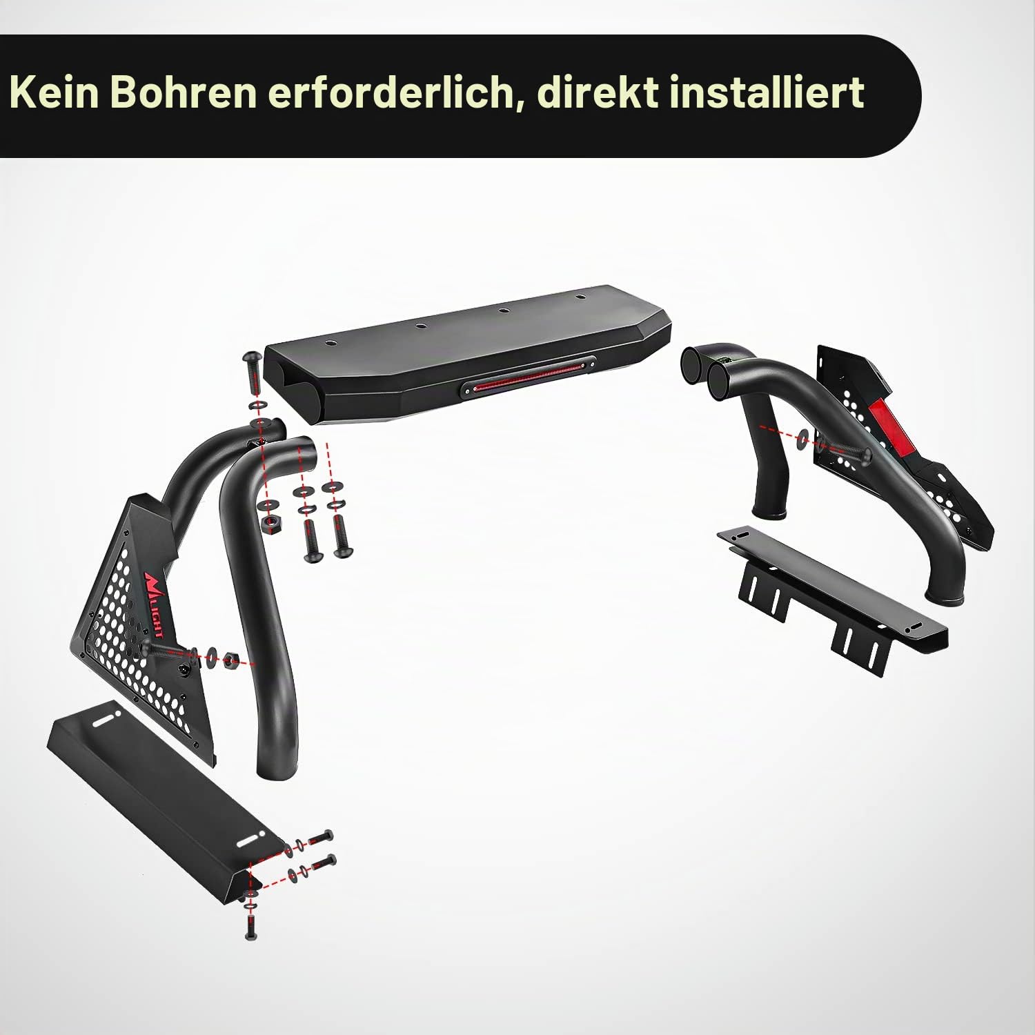 Nilight Truck Bed Chase Rack Überrollbügel für Dodge Ram 1500 2014-2023 Chevrolet Silverado/GMC Sierra 1500 2015-2023 F150 2014-2023 Tundra 2016-2023 Tacoma passt volle Größe Trucks 2 Jahre Garantie