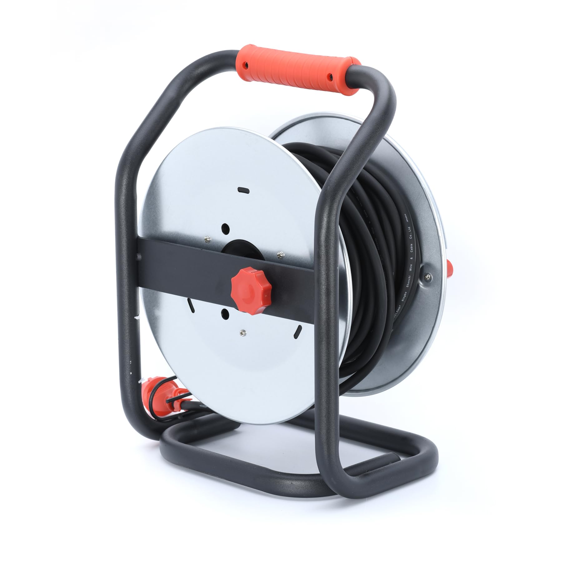 DEBFLEX HO7RN-F 3G2,5 - Carrete fijo (4 enchufes impermeables, IP44-40 m), color negro y rojo