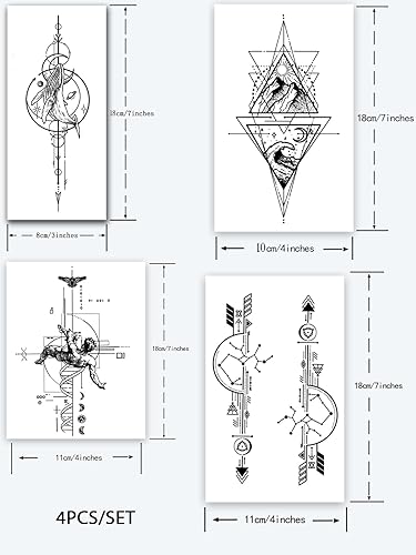 Miniatura 3 de INKARTLINK Tattoo Tech, 4 hojas de tatuaje semipermanente, tatuajes temporales para adultos, dura 1-2 semanas, impermeable, aspecto realista, sin
