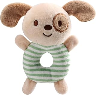 Baby Rattle for Newborns, Cute Cartoon Plush Elephant Dog Rabbit Deer Stuffed Animal Ring Rattle, Soft Rattle Shaker Rattles Toy Shower Gifts for Infants Girls Boys