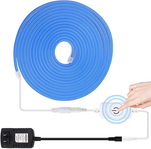 Miniatura 4 de Cuerda de neón LED regulable 5M, 120 LEDsM luz flexible para gabinete, DC12V súper brillante CRI85+ luz LED azul IP65 impermeable interior exterior,