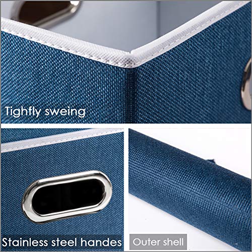Image of PRANDOM Collapsible Storage Bin with Lid [3-Pack] Fabric Foldable Storage Box Organizer Container Basket Cube with Cover for Home Bedroom Closet Office Nursery Royal Blue(14.9x9.8x9.8)