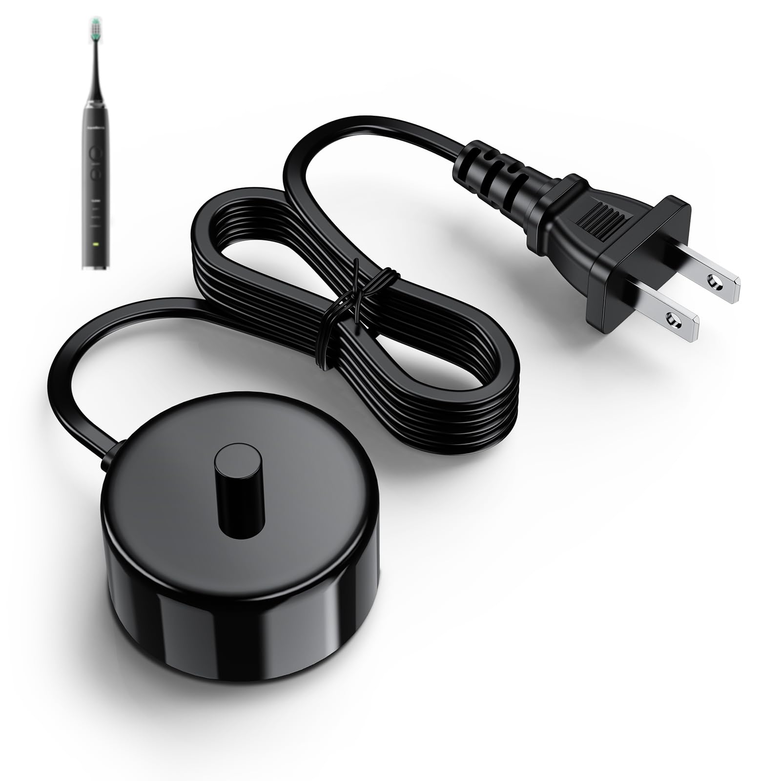 Electric Toothbrush Charger Base Compatible with AquaSonic Black/Vibe Series Tooth Brushes Replacement Waterproof Battery Charging Stand Power Adapter - Black