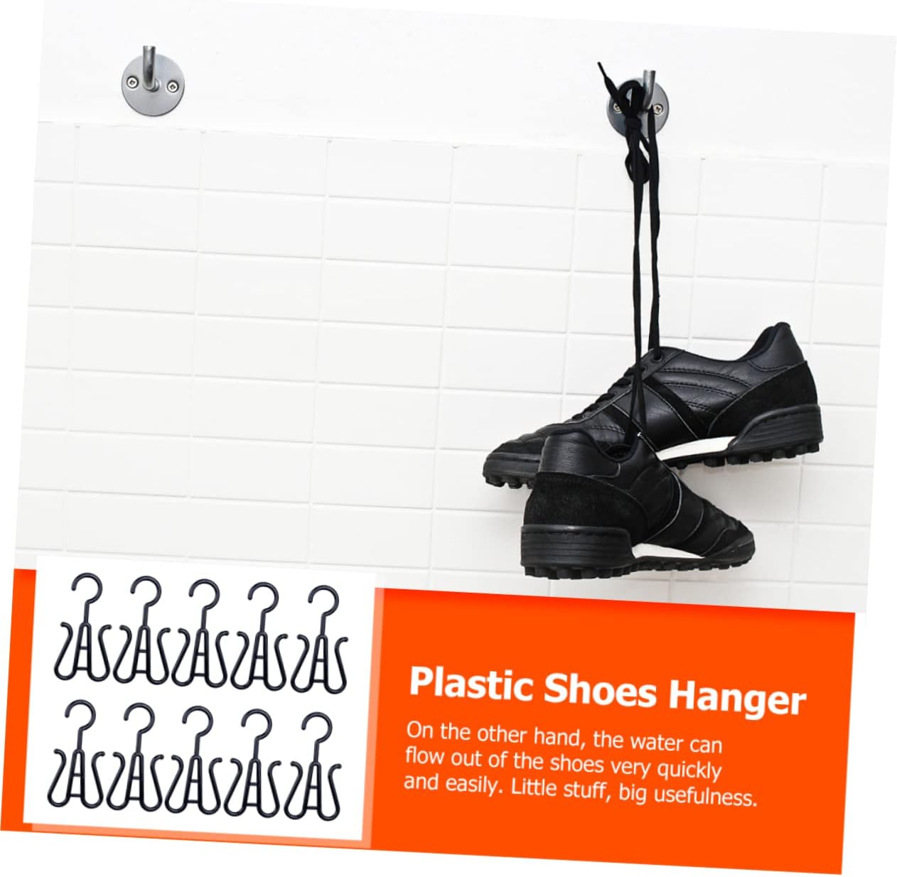 10 Piece Double Hook Shoes Hanger Plastic Black Hanging Organizer