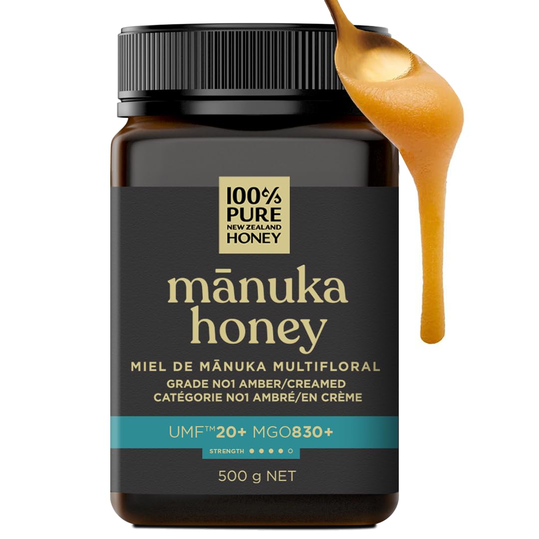 Manuka Honey 100% Pure New Zealand UMF 20+ MGO 826+ Raw & Unpasteurised Certified Award Winning Silky Smooth Taste & Texture 500g (UMF 20+)