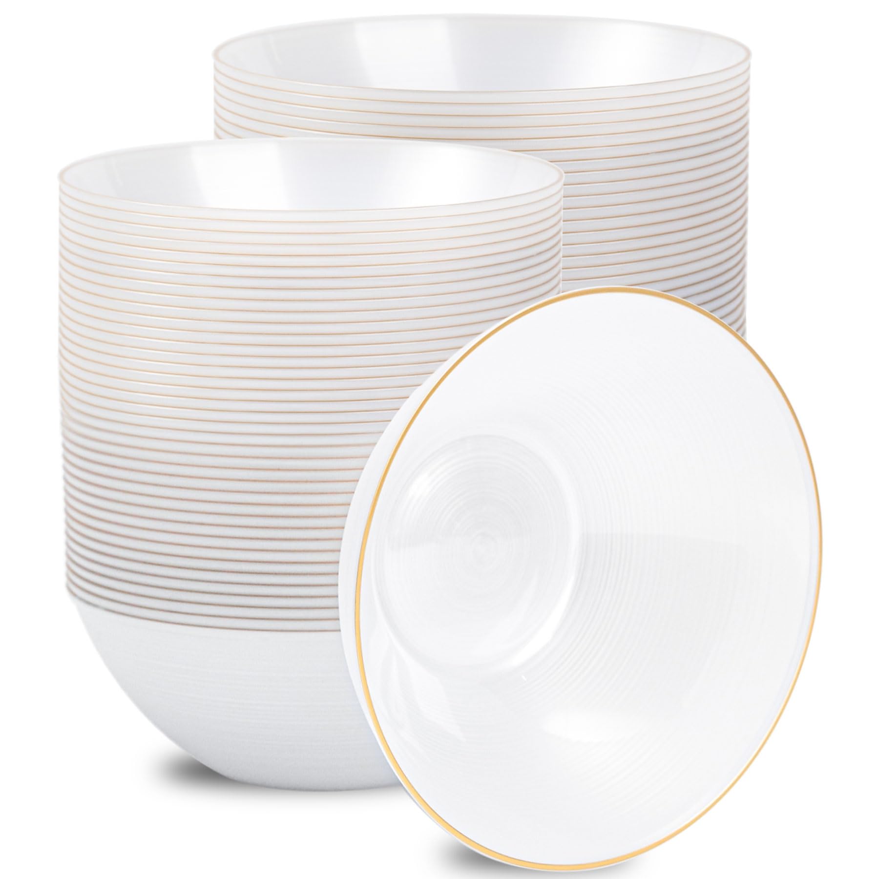 Blue Plastic Bowls with Gold Rim - 50 Pack -7