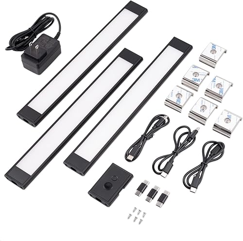 Miniatura 5 de LIT-PaTH Lámparas debajo del mostrador con sensor de onda manual, barra de luz de gabinete enchufable con adaptador de 24V, 12W, 960lm,