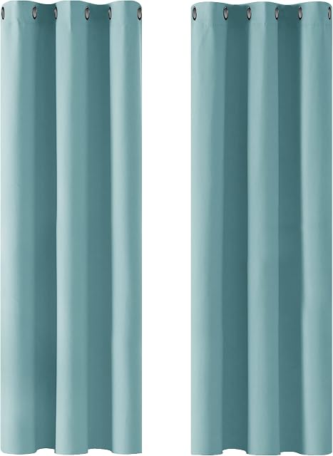 Deconovo Super Soft Thermal Insulated Eyelet Curtains Blackout Curtains for Bedroom Sky Blue 42 x 72 Inch 2 Panels
