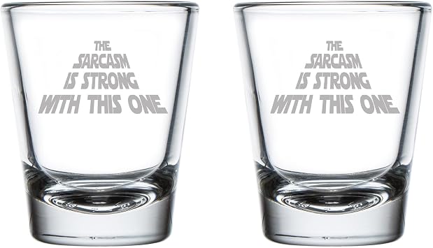 MIP Set of 2 Shot Glasses 1.75oz Shot Glass The Sarcasm Is Strong With This One Funny