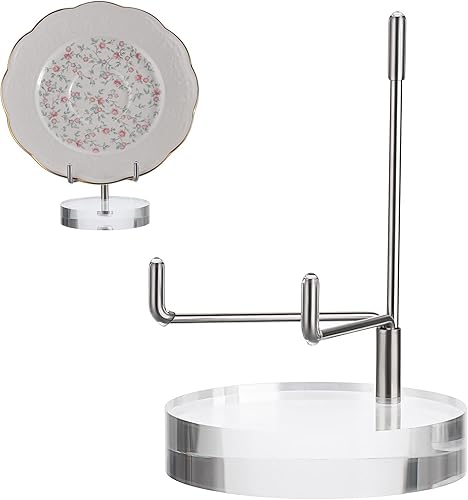 Hipiwe Soporte de exhibición de acrílico transparente con brazos de metal ajustables para piedras preciosas, fósiles, minerales, losas de ágata,