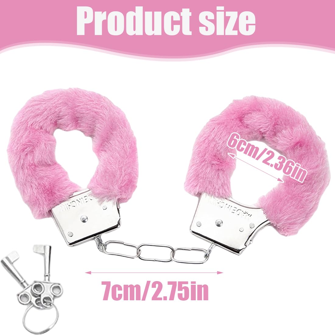 EIHI 1 paio di manette con 2 chiavi Set Accogliente Peluche Party Game Props Regalo per Le Coppie manette di peluche rosa