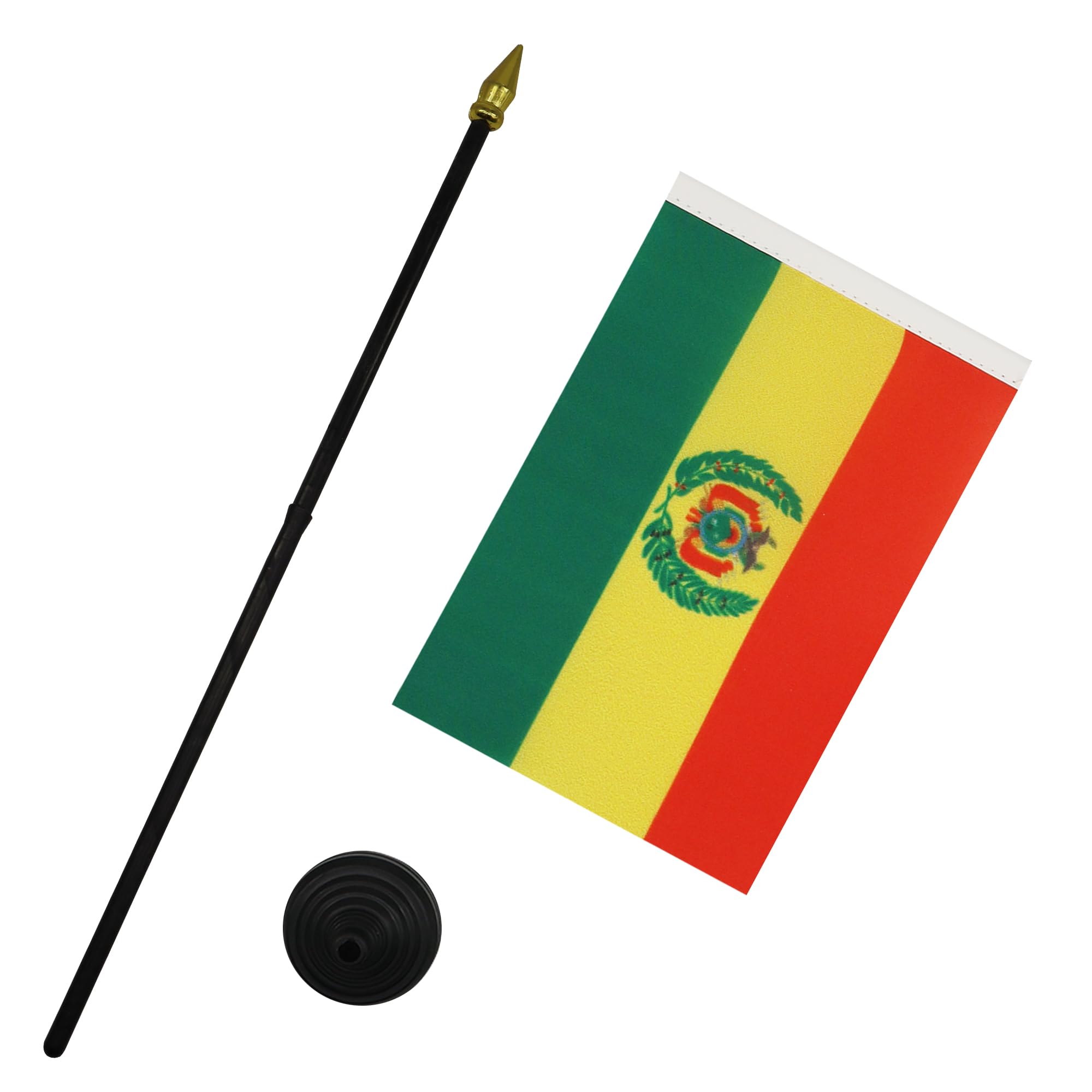 AZ FLAG, Bolivia Table Flag 4'' x 6'', Bolivian Mini Desk Flag 100% Polyester 15 x 10 cm, Office Mini Banner with 10'' Pole - Image 3