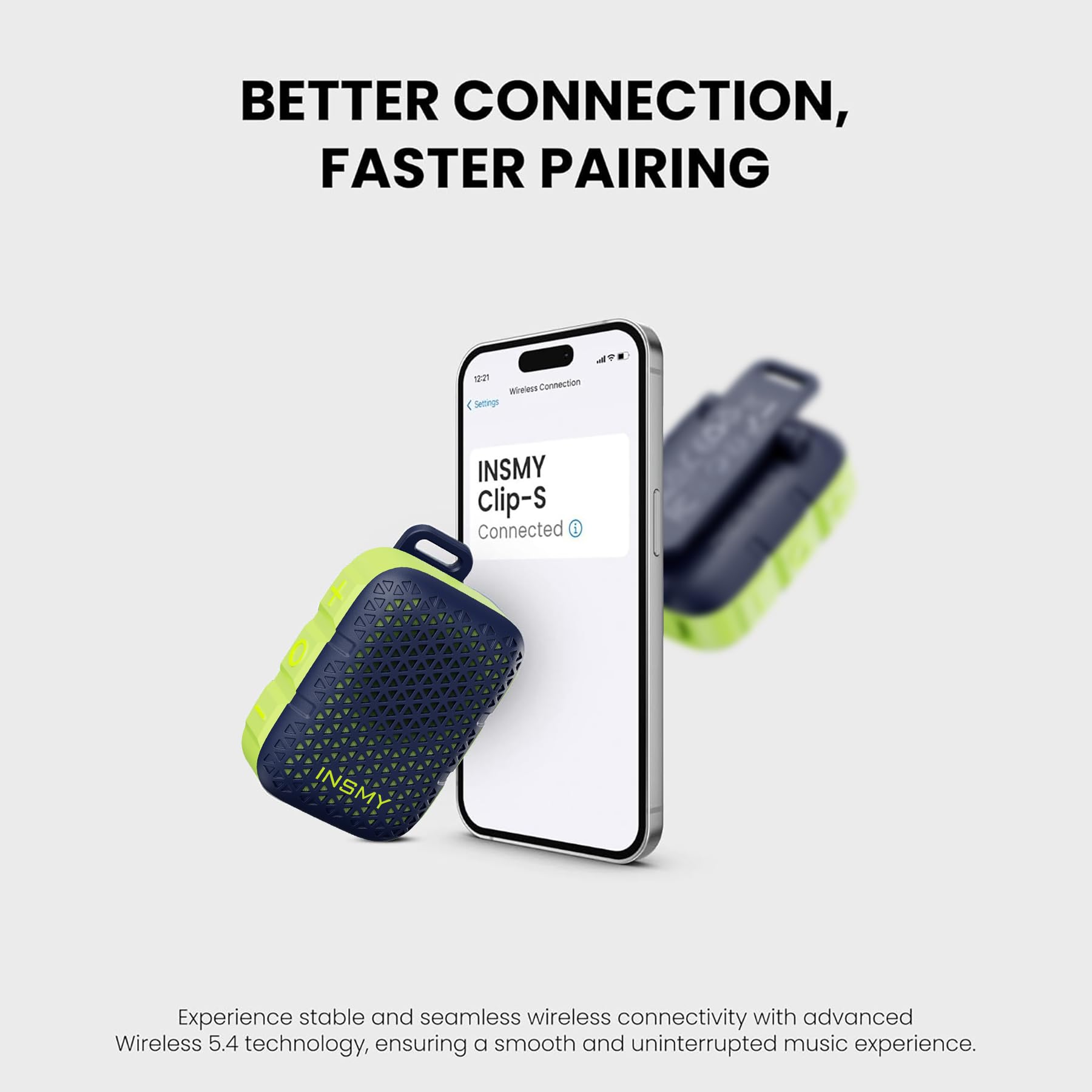 INSMY Altoparlanti Bluetooth indossabili, impermeabile IP67, piccolo altoparlante personale portatile clip-on, suono pulito, coppia stereo, wireless, microfono integrato ENC, leggero, per golf, lavoro