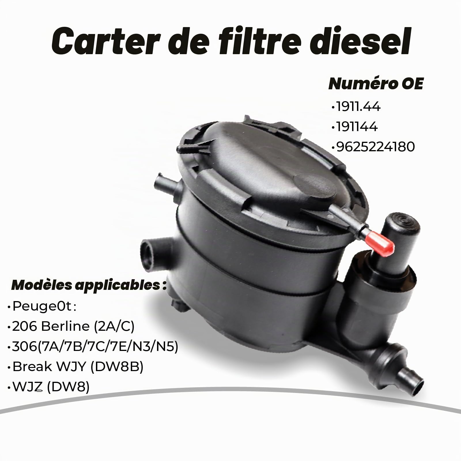 Filtre à carburant diesel pour Jumpy Xsara Coupé 206 306 Van Expert Platform Partner Diesel 1.9D DW8 DW8B Boîtier de filtre diesel 9625224180