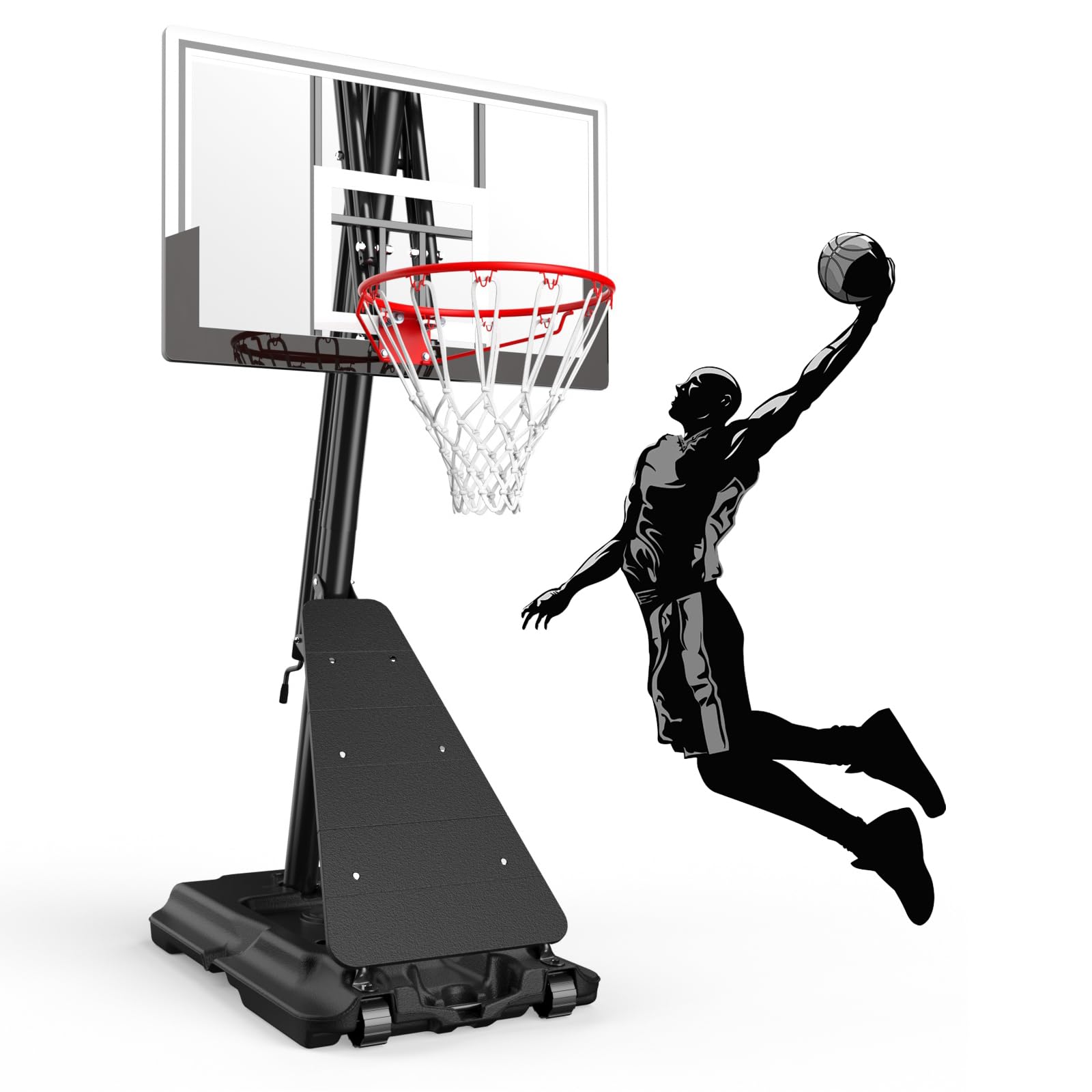 IGL Portable Basketball Hoop, 5.3-10FT Adjustable Basketball Goal System, 44 Inch PC Backboard Outdoor Basketball Hoop & Goals for Kids, Youth, and Adults in The Backyard, Driveway