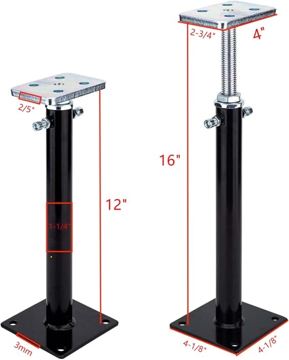 2-Pack Floor Jacks Telescoping Basement Jacks 12-16 Adjustable Range