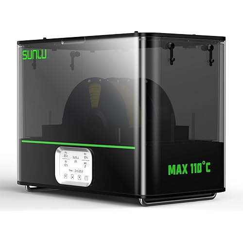 SUNLU Official 3D Printer Filament Dryer E2, 110℃ Max Temperature, 500W PTC Heater, Dry and Anneal 2-in-1, Dual-Chamber, Designed for Engineering Filaments, PC PA-CF FR-ABS Filament Dryer Box (Black)