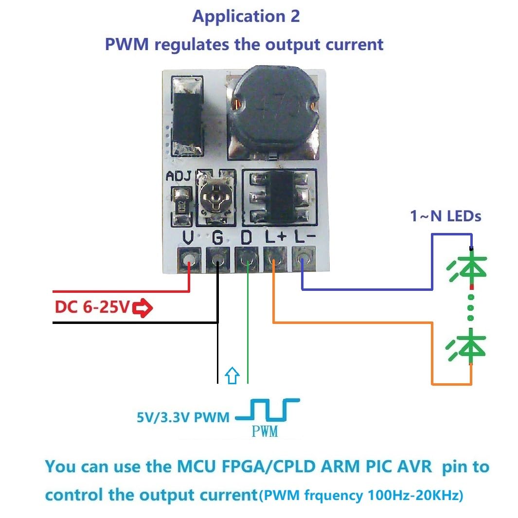 5000:1 Dimming DC 6-24V 22W Adjustable Constant Current Step-Down High Brightness (10 PCS)