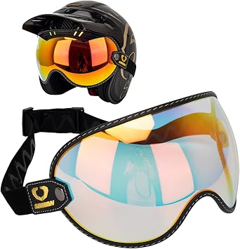 Retro Motorcycle Helmet Shield Bubble Visor, PC Goggles Lens Replacement Universal for 3/4 Open Face Full Helmet Bell Moto-3 REVO Red