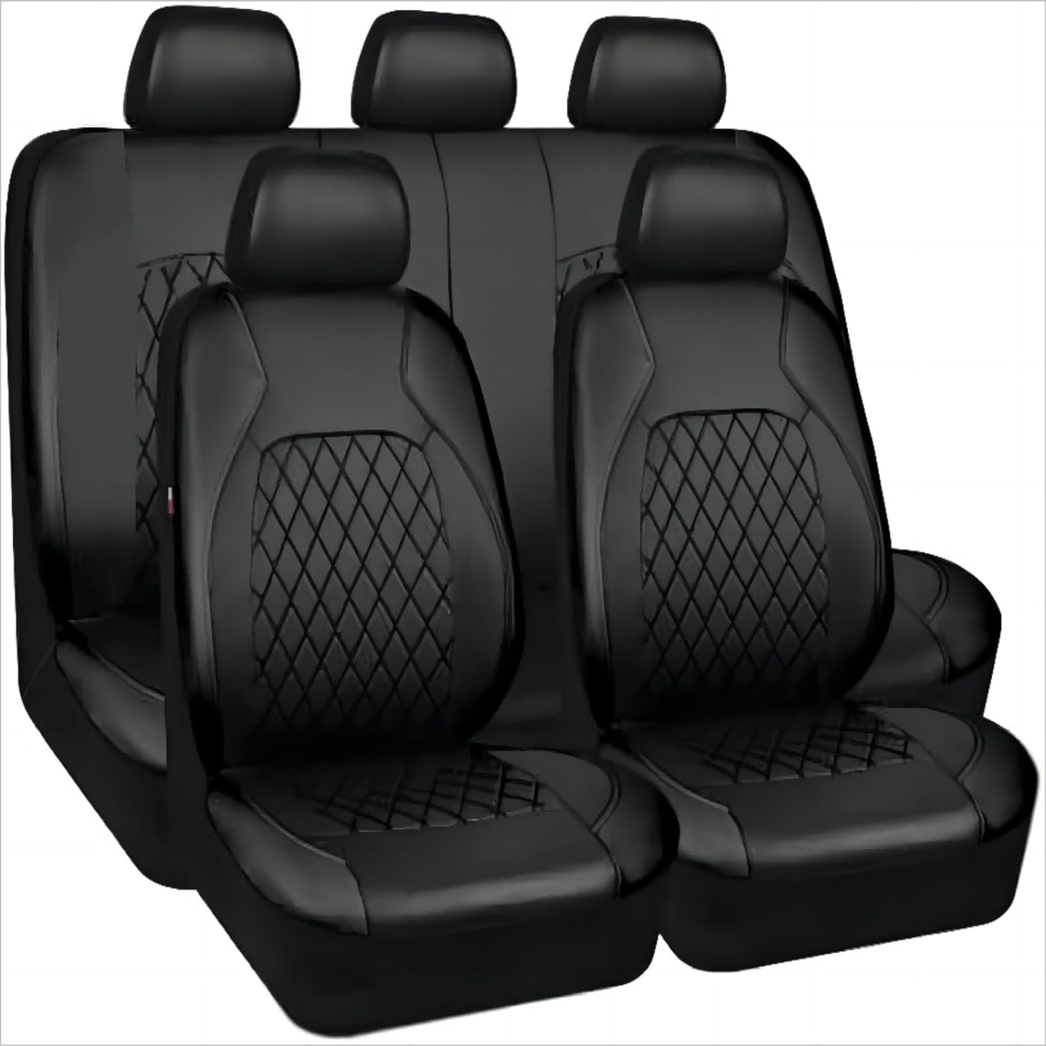 Voiture Ensembles Housses Siège pour-Nissan Patrol GR Y61 1997-2004, Respirante Nonslip Cuir Couvre Sieges Toutes Saisons Protection Accessoires,Black