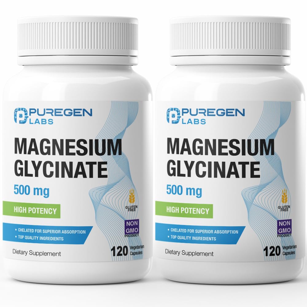 Magnesium Glycinate 500mg [High Potency] Veggie Caps, Chelated for Superior Absorption, Non-GMO, NO Gluten and Dairy, Gentle on Stomach | Total 240 Capsules