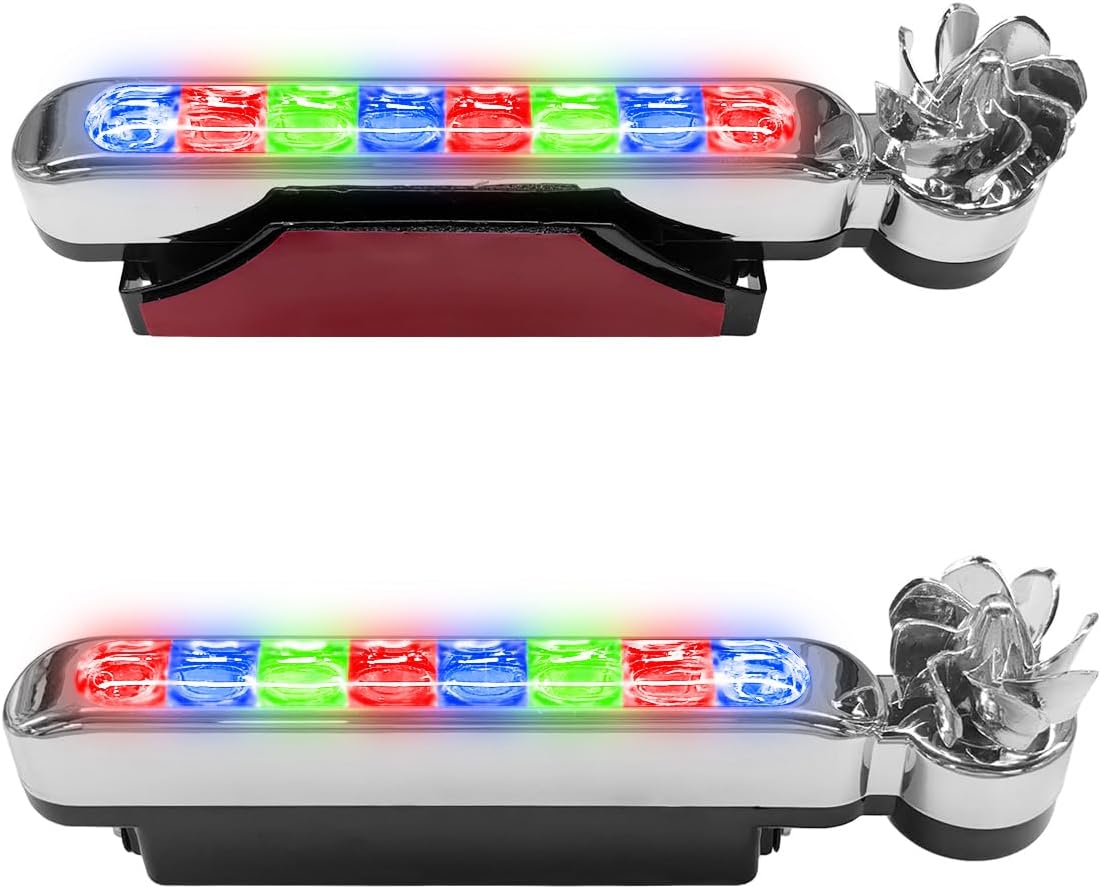 YoRise 2PCS Wind Powered Vehicle Lights, 8 LED Daytime Running Lights, Wind Energy Front Grille Daytime Light, No Need External Power Supply, Waterproof Car Lamps Decoration Accessories (White)