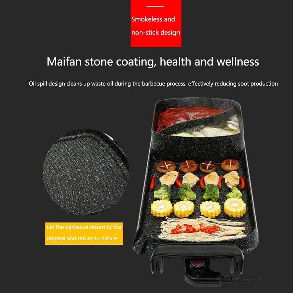 Hot Pot with BBQ, Electric Barbecue Grill Super Large Household Baking Tin Skillet, Suitable for 5-6 Person Family Gatherings