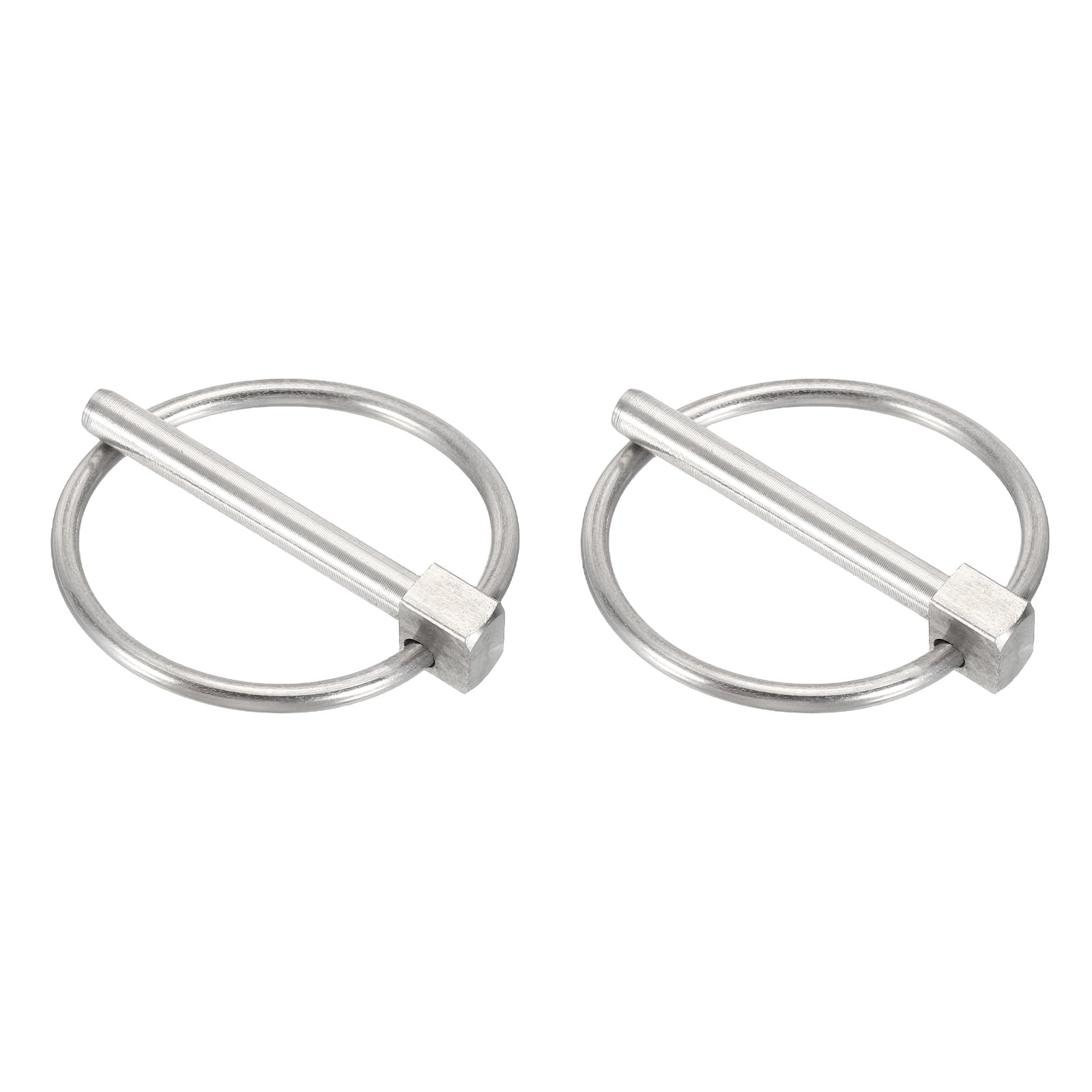 sourcing map 2Pcs Lynch Pin with Ring (5mm x 40mm) - Heavy Duty Linch Pins Shaft Locking Pin Clips Stainless Steel, for Farm Tractors Trucks Lawn Mowers Trailers Trolley, Silver โ image 1