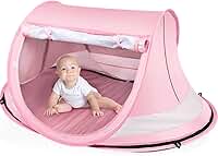 Barraca de praia para bebês, grande tenda de praia pop-up para praia, barraca portátil de viagem para bebês com rede mosquiteira, barraca de brincar para bebês, proteção UV FPS 50+, abrigos solares