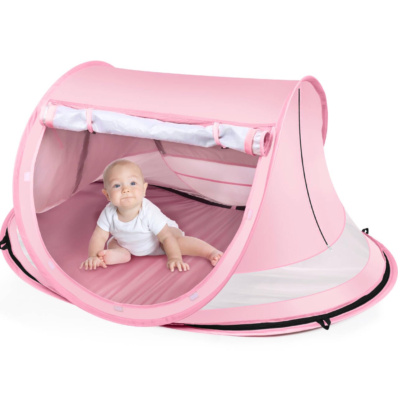 Baby Beach Tent,Large Pop Up Beach Tent Sun Shade for Beach,Portable Baby Travel Tent with Mosquito Net,Indoor Baby Play Tent,UPF 50+ UV Protection