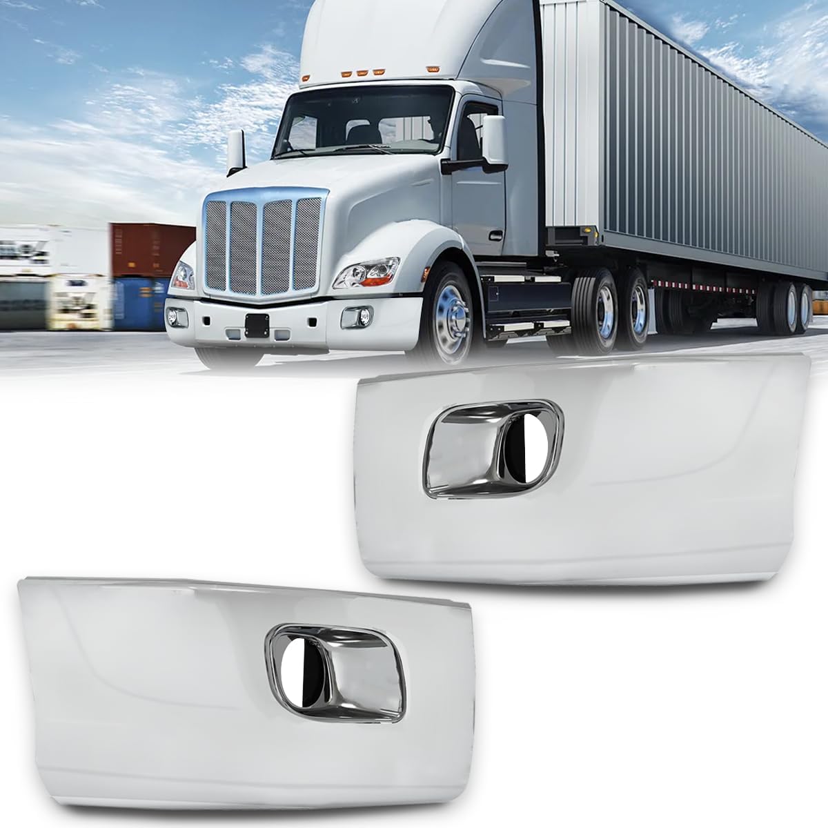Bumper Corner with Fog Light Hole fit for 2013-2022 Peterbilt 579 Semi Truck Left Side Black