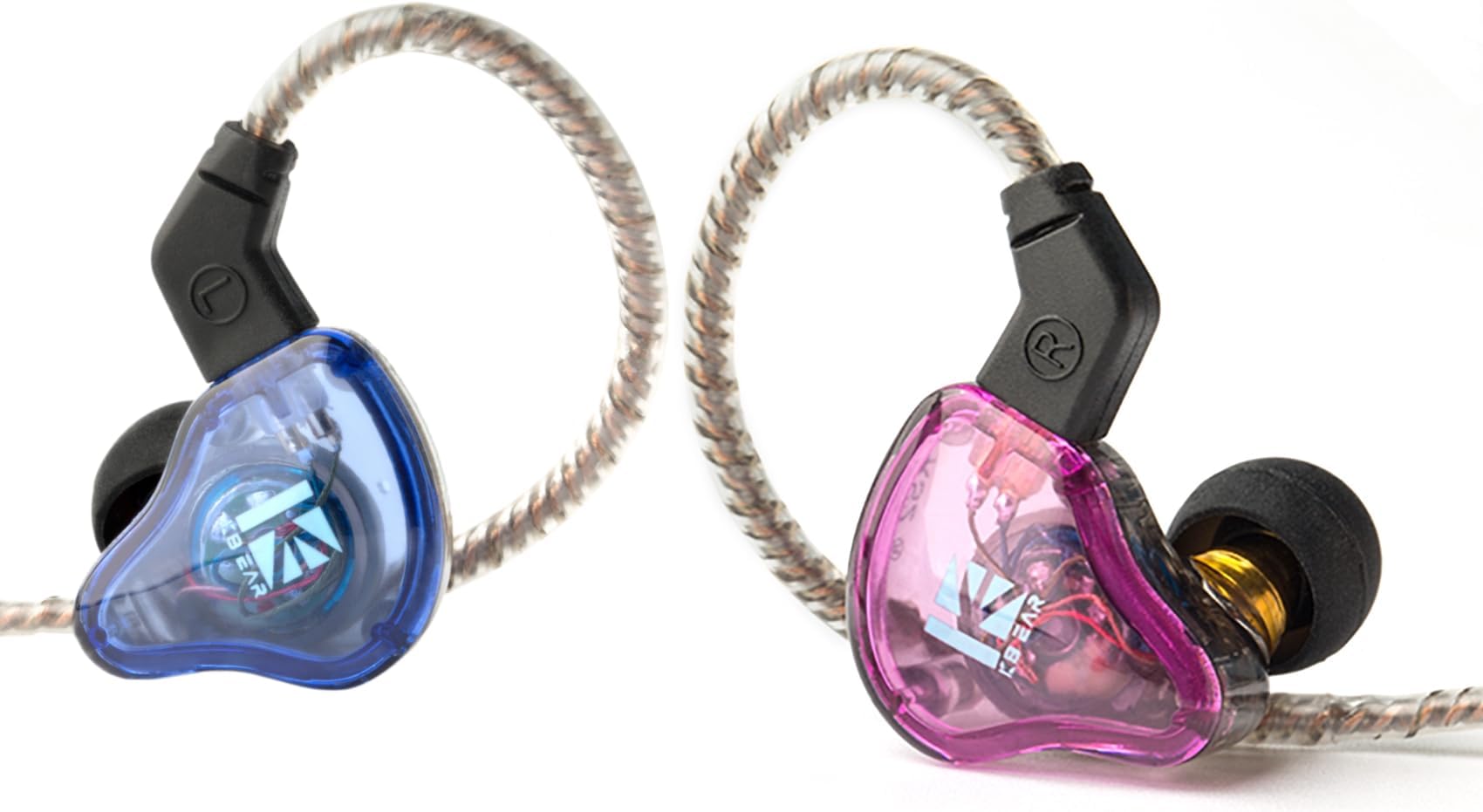 KBEAR KS2 iem, in Ear Monitor Headphones Hybrid 1BA 1DD Wired Earbuds Stereo Bass HiFi IEM Earphone Noise Cancelling High Resolution with Detachable Cable for Running Gaming(Without mic, Purple-Blue)