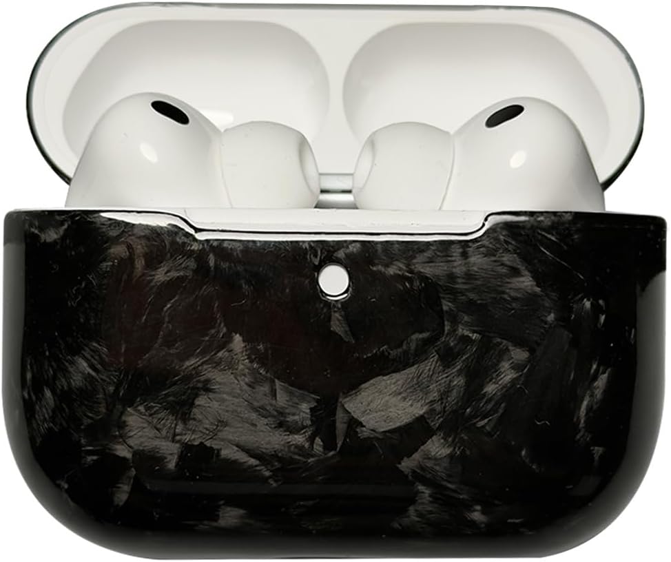 Real Forged Carbon Fiber Case for AirPods Pro 3 (2025 Release) - Ultra-Thin & Lightweight Hard Shell Protective Cover - Supports MagSafe/Wireless Charging - Glossy Black/Red